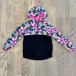 Avia Girls Floral Tiger Print Hooded Lightweight Jacket Size Large 10/12